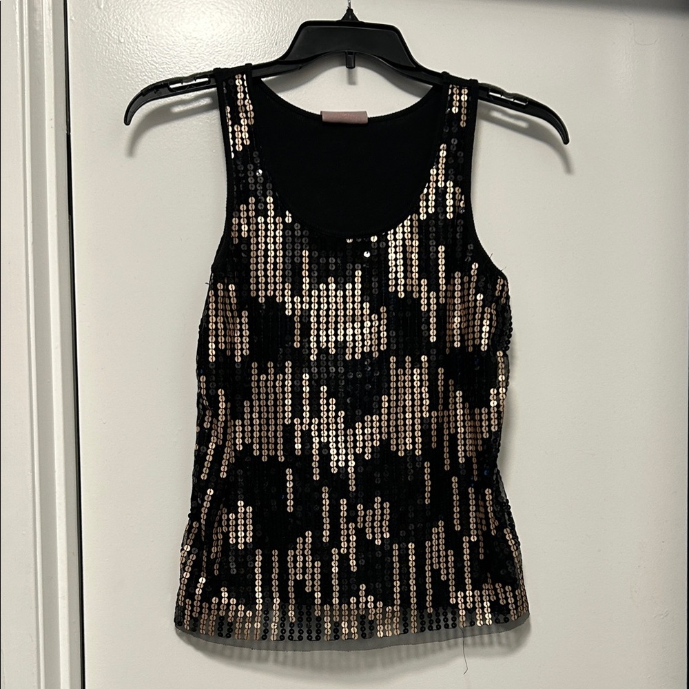 Romeo & Juliet Couture Black and Gold Sequin Tank